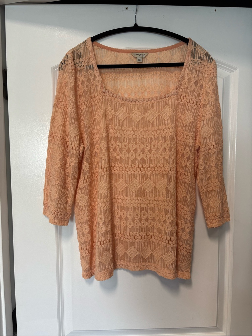 Lucky Brand Peach Crochet Scoop Neck Tunic